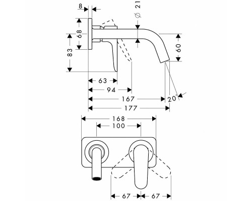 Смеситель для раковины Axor Citterio M 34112000 Хром
