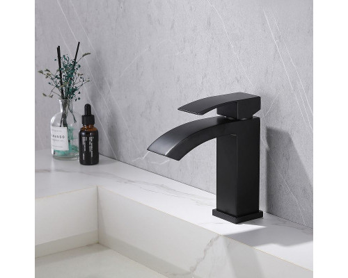 Смеситель для раковины Abber Wasserfall AF8610B Черный матовый