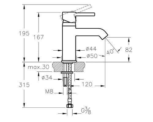 Смеситель для раковины Vitra Minimax S A41984EXP Хром