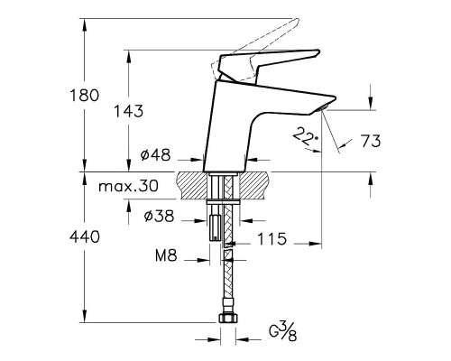 Смеситель для раковины Vitra Solid S A42440EXP Хром