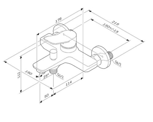 Смеситель для ванны AM.PM X-Joy F85A10022 Черный матовый