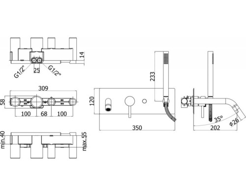 Смеситель для ванны Paffoni Light LIG001BO Белый матовый