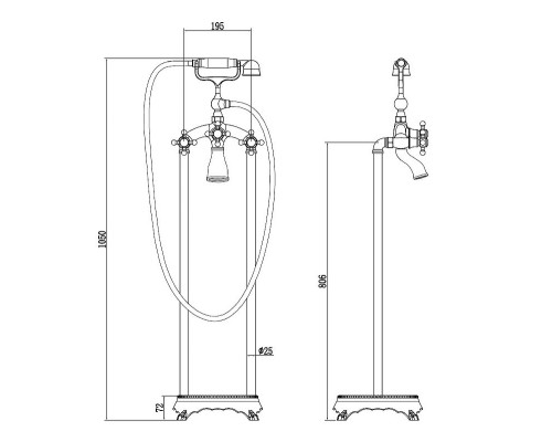 Смеситель для ванны Abber Klassik AF8415G Золото