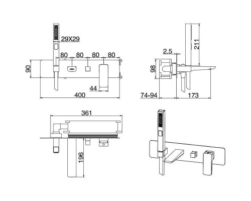 Смеситель для ванны Allen Brau Infinity 5.21007-31 Черный матовый
