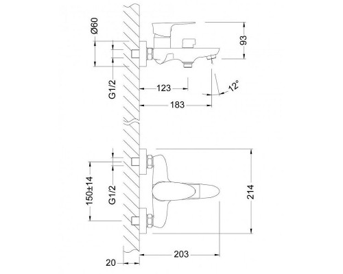Смеситель для ванны Lemark Nero LM0214C Хром