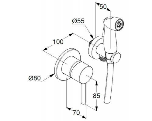 Гигиенический душ со смесителем Kludi Bozz 389990576 Хром