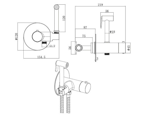 Гигиенический душ со смесителем Allen Brau Thermo rund 5.60001-00 с термостатом Хром