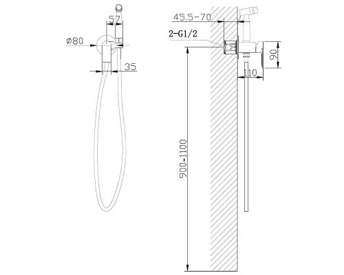 Гигиенический душ со смесителем Abber Weiss Insel AF8025 Хром