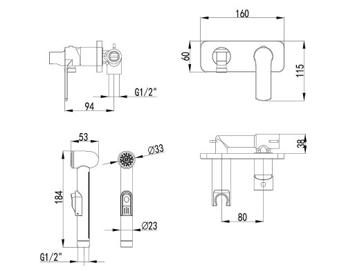 Гигиенический душ со смесителем Lemark Plus Grace LM1519C Хром