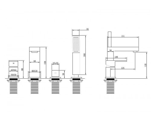 Смеситель на борт ванны Abber Daheim AF8213B Черный матовый