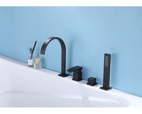 Смеситель на борт ванны Abber Wasserfall AF8613B Черный матовый