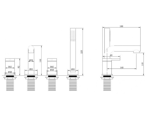 Смеситель на борт ванны Abber Emotion AF8813B Черный матовый