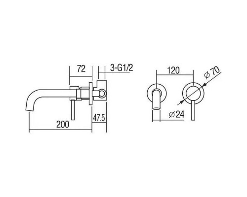 Смеситель для раковины Orange Karl M05-722b Черный