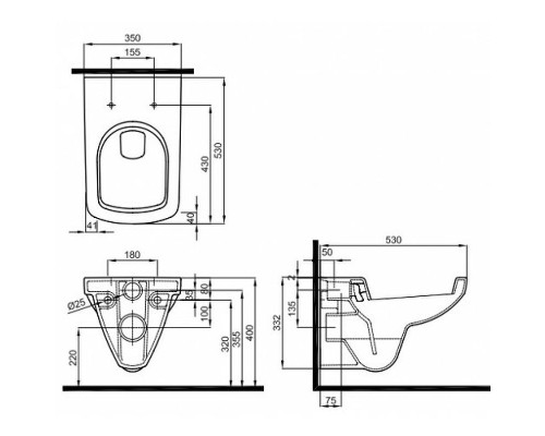 Унитаз Kolo Nova Pro M33103000 подвесной без сиденья
