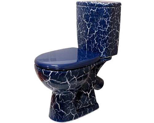 Унитаз компакт Rosa Уют 4610119200015 Синий кракелюр с бачком и сиденьем