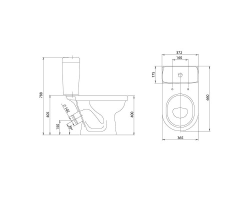 Унитаз компакт Santeri Визит 1.P405.3.S00.00B.F с бачком и сиденьем