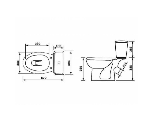 Унитаз компакт Оскольская Керамика Элисса Стандарт 43301130202 с бачком и сиденьем