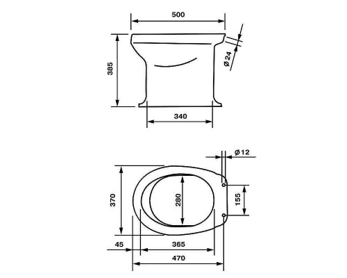 Унитаз Оскольская Керамика Дачный 46901100002 с сиденьем