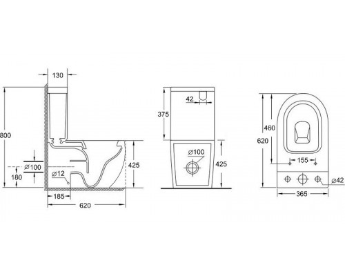 Унитаз компакт Aquanet Cetus 2.0 Rimless 257419 с бачком и сиденьем Микролифт