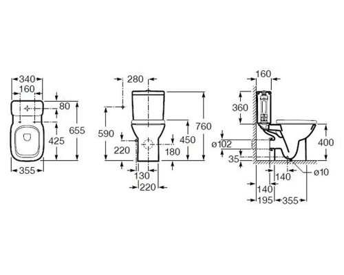 Унитаз компакт Roca Debba 34299700Y без бачка и сиденья