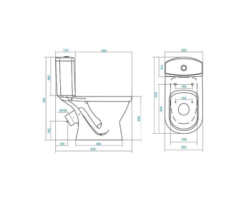 Унитаз Santek Алькор  1.WH30.2.196 с бачком и сиденьем