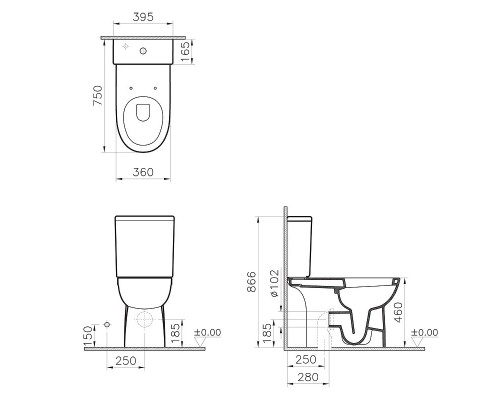 Унитаз компакт Vitra Special Needs Conforma 9832B003-7204 с бачком и сиденьем