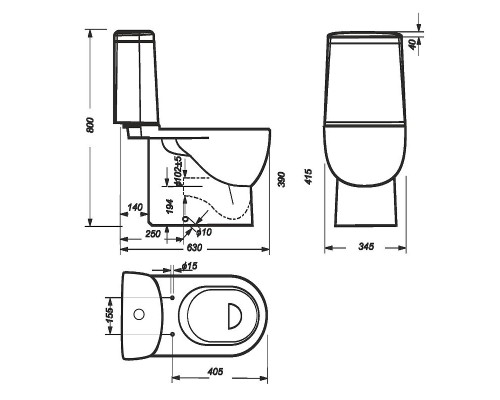 Унитаз-компакт Sanita Luxe Fest SL DM FSTSLCC01040622 с бачком и сиденьем Микролифт