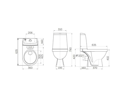 Унитаз компакт Rosa Браво 4640021067222 Белый с бачком и сиденьем