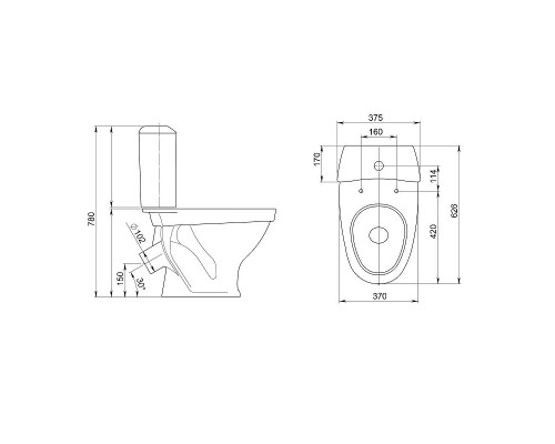 Унитаз компакт Santeri Вест 1.P201.8.S01.00B.F с бачком и сиденьем