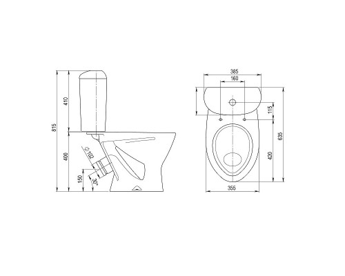 Унитаз компакт Santeri Версия 1.P401.5.S01.00B.F с бачком и сиденьем