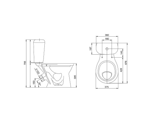 Унитаз компакт Santeri Виктория 1.P301.6.S00.00B.F с бачком и сиденьем