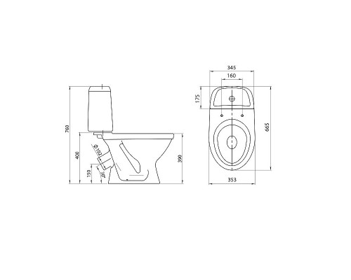 Унитаз компакт Santeri Прайм 1.P205.4.S00.00B.F с бачком и сиденьем