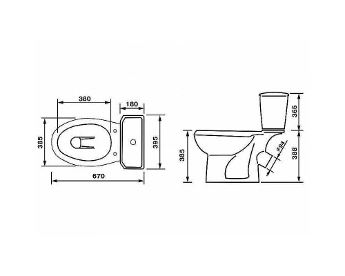 Унитаз компакт Оскольская Керамика Элисса Стандарт 43374130202 с бачком и сиденьем