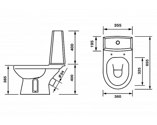 Унитаз компакт Оскольская Керамика Леда Люкс 45901130051 с бачком и сиденьем