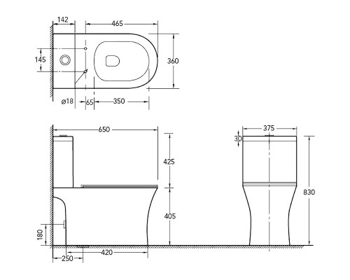Унитаз компакт SantiLine SL-5010 с бачком и сиденьем Микролифт