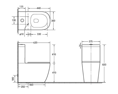 Унитаз компакт SantiLine SL-5016 Белый с бачком и сиденьем Микролифт