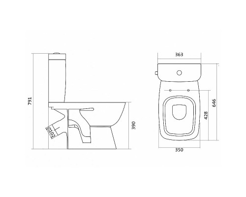 Унитаз компакт Santek Нео Лайт 1.WH30.2.409 с сиденьем Микролифт