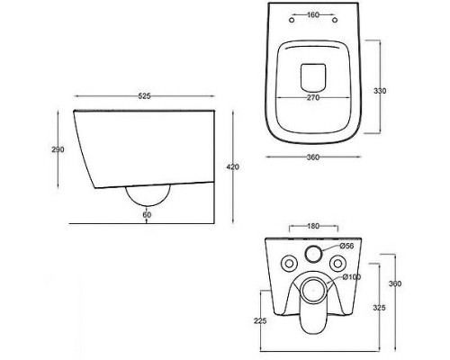 Унитаз Artceram A16 ASV003 42 00 подвесной Petrolio без сиденья