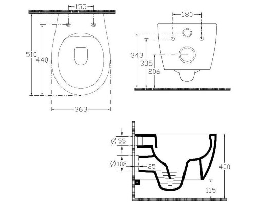 Унитаз Allen Brau Fantasy 4.11004.AN подвесной Антрацит без сиденья