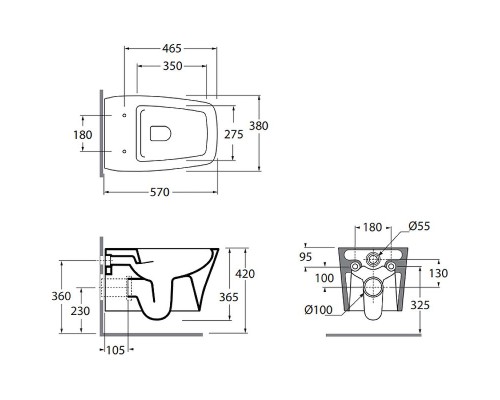 Унитаз Azzurra Hera HEVKSPE00000BI подвесной без сиденья