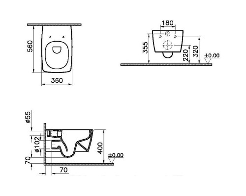 Унитаз Vitra Metropole 7672B003-0075 подвесной без сиденья