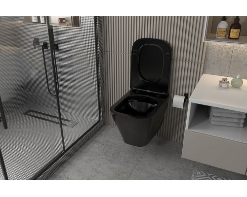 Унитаз Abber Rechteck AC1200MB подвесной Черный матовый с сиденьем Микролифт