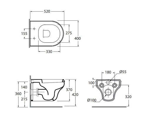 Унитаз Azzurra Charme CHVKSP000000BI/(CHA100/SOSK bi) подвесной без сиденья