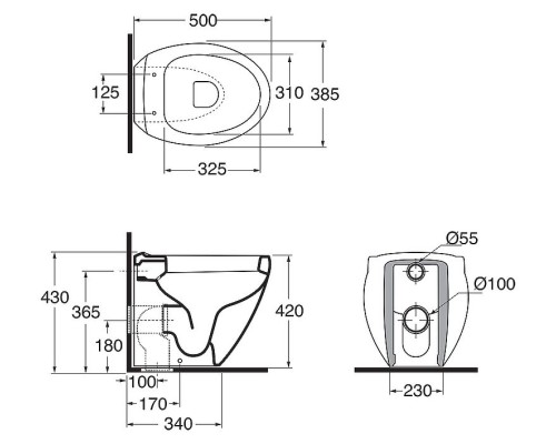 Унитаз Azzurra Clas+ CLP 150/P bi+CLA1850/F bi/cr приставной с сиденьем Микролифт