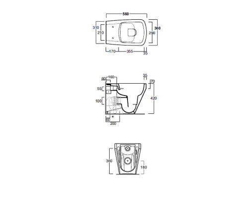 Унитаз Simas Baden Baden BB01bi приставной без сиденья