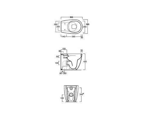 Унитаз Simas Vignoni VI01bi приставной без сиденья