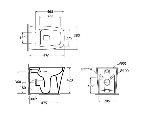 Унитаз Azzurra Hera HEVCTPE00000BI приставной без сиденья