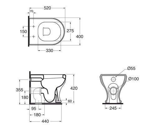 Унитаз Azzurra Charme CHVCTT000000BI приставной без сиденья