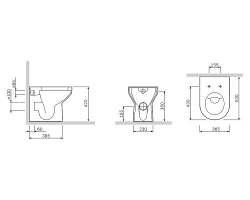 Унитаз AM.PM Spirit C701438WH приставной без сиденья
