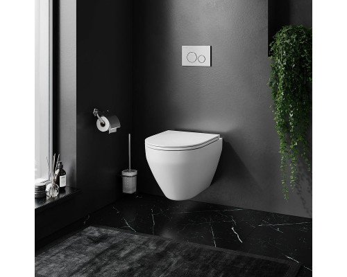 Комплект унитаза AM.PM Spirit FlashClean C701700WH + C707857WH с инсталляцией Viega Prevista Dry 792855 с сиденьем Микролифт и клавишей смыва Хром